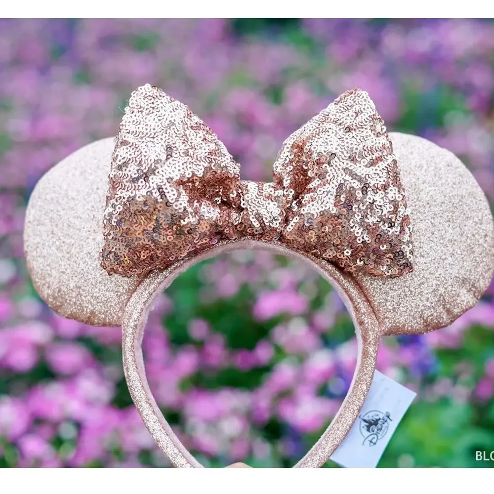 Disney Parks Rose Gold Sequin Minnie Ear Headband NWOT